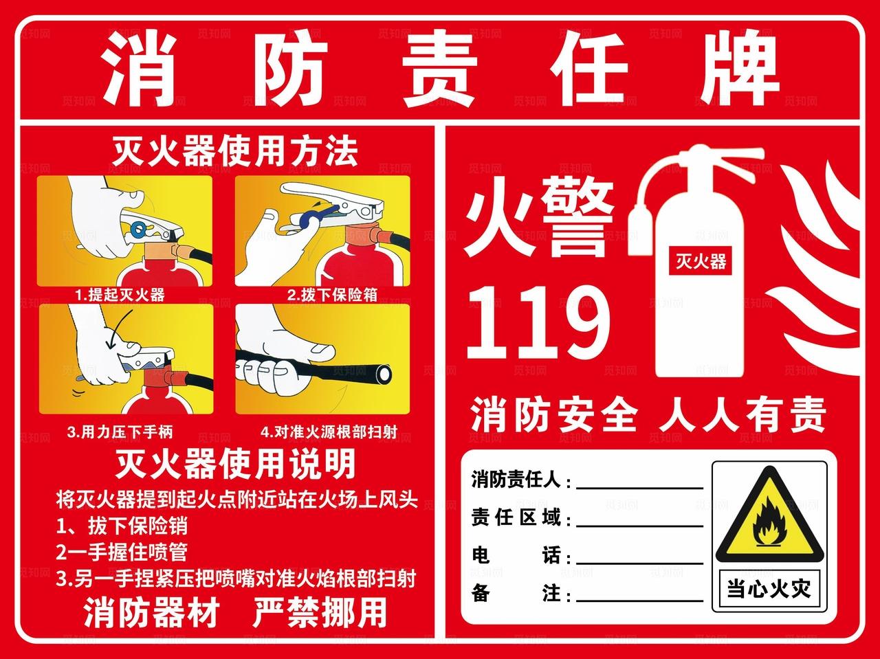 消防责任牌及火警标识图片