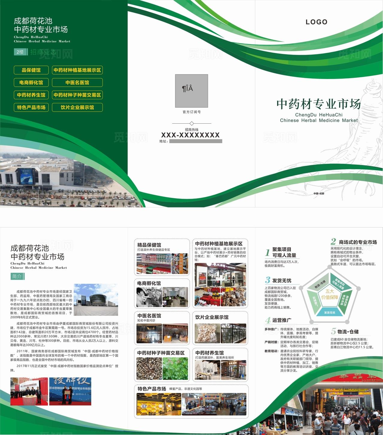 绿色中药材企业招商宣传折页展示图片