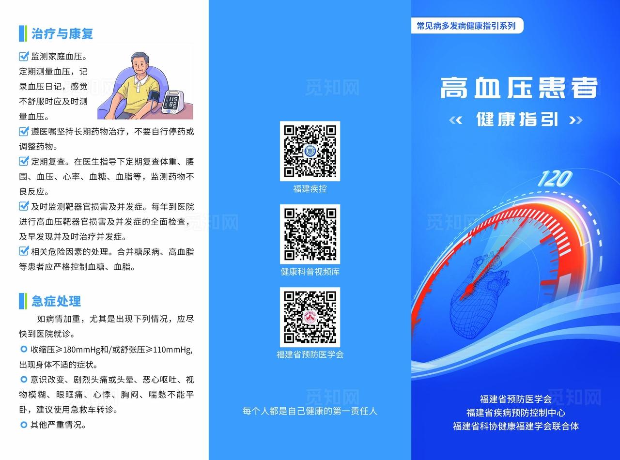 高血压患者健康指引三折页图片