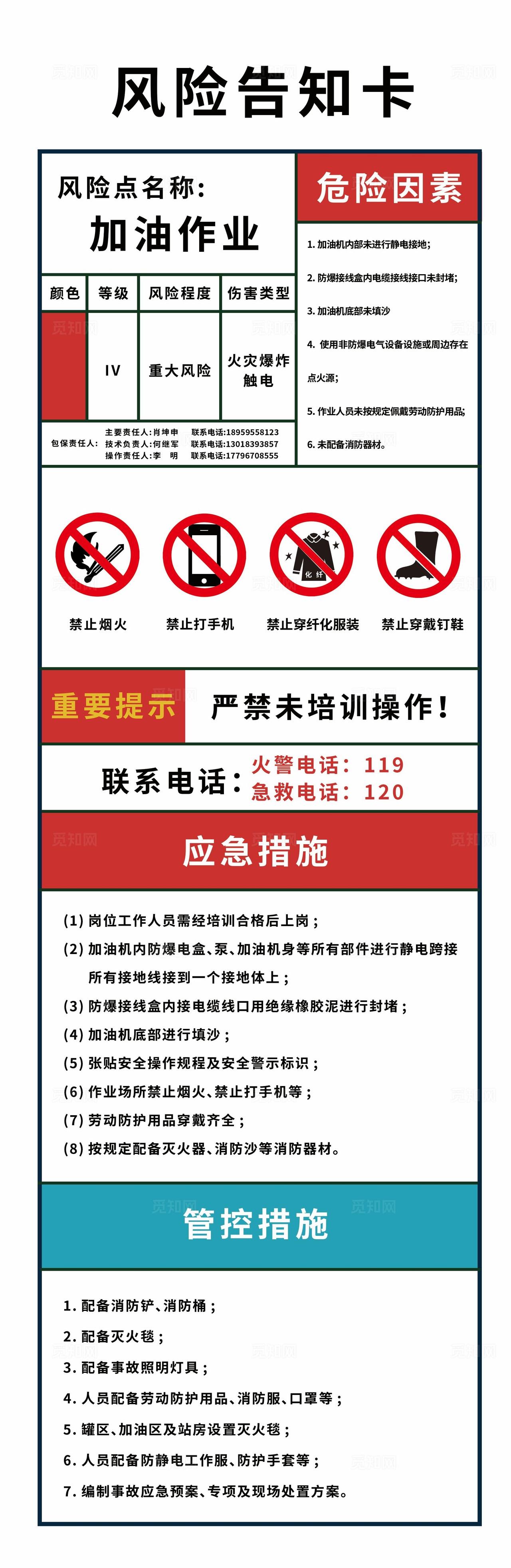 加油站风险告知卡图片