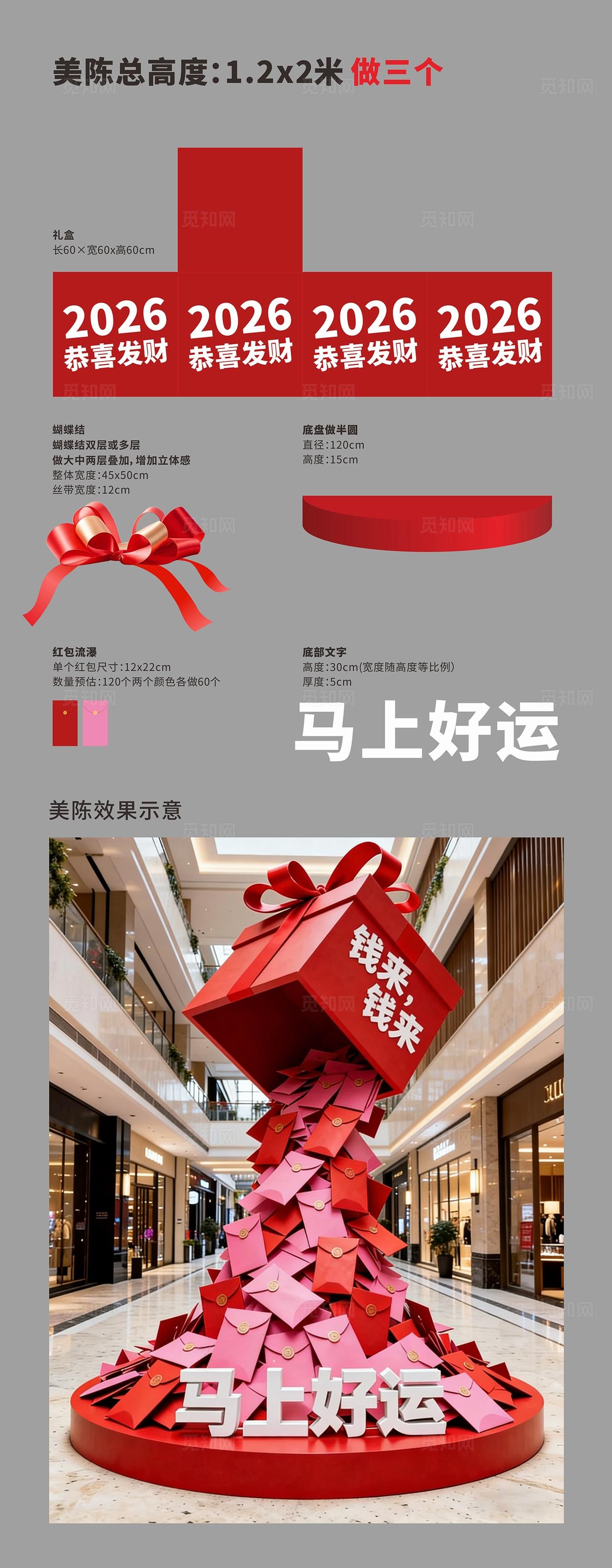 新年喜庆红包瀑布创意美陈