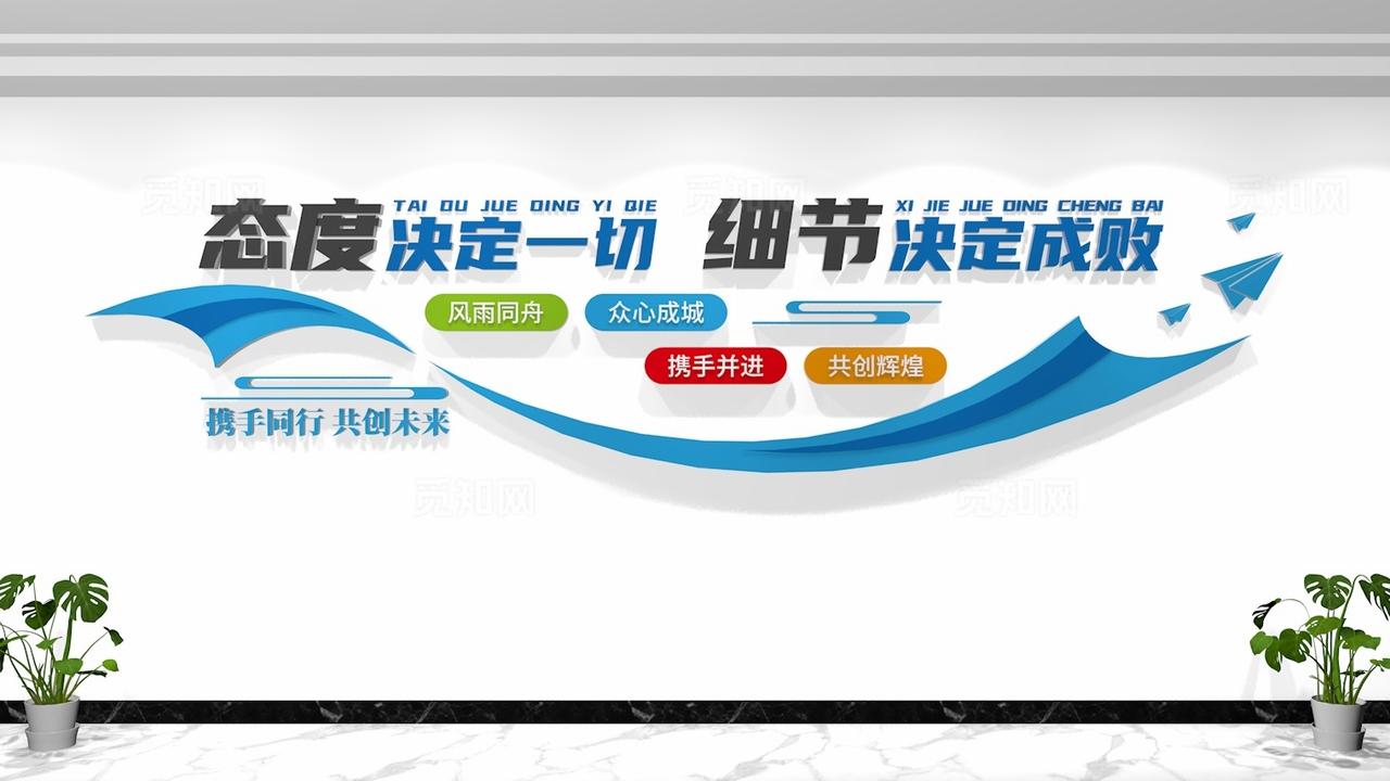 态度决定一切公司企业办公室文化墙