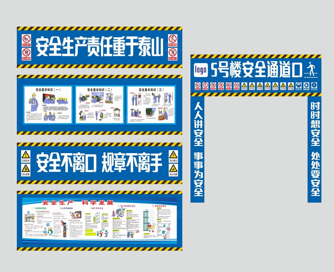 蓝色安全生产责任重于泰山安全基本知识展板非转曲
