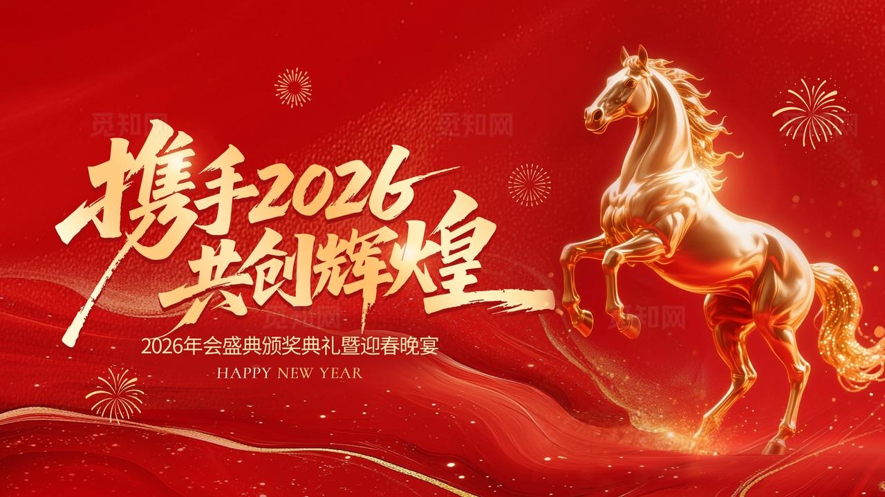 2026马年红色大气年会盛典背景