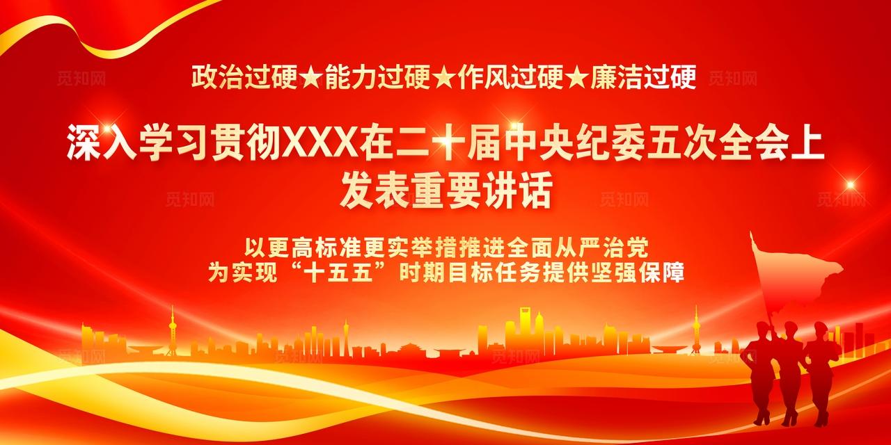 红色党建二十届中央纪委五次全会上重要讲话精神宣传展板