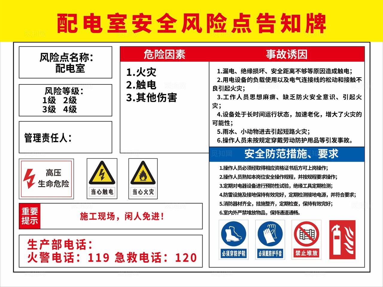 配电室安全风险告知牌