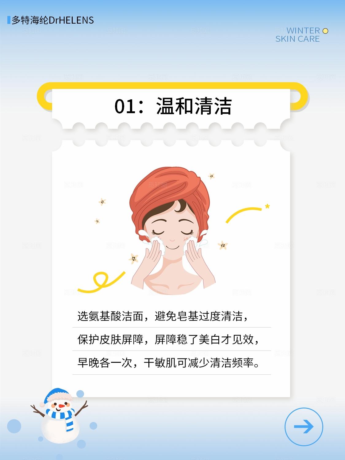蓝色清爽简约医美美容护肤美业海报小红书笔记封面海报