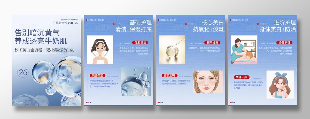 蓝色简约生物科技护肤医美美容护肤分子细胞美白小红书笔记