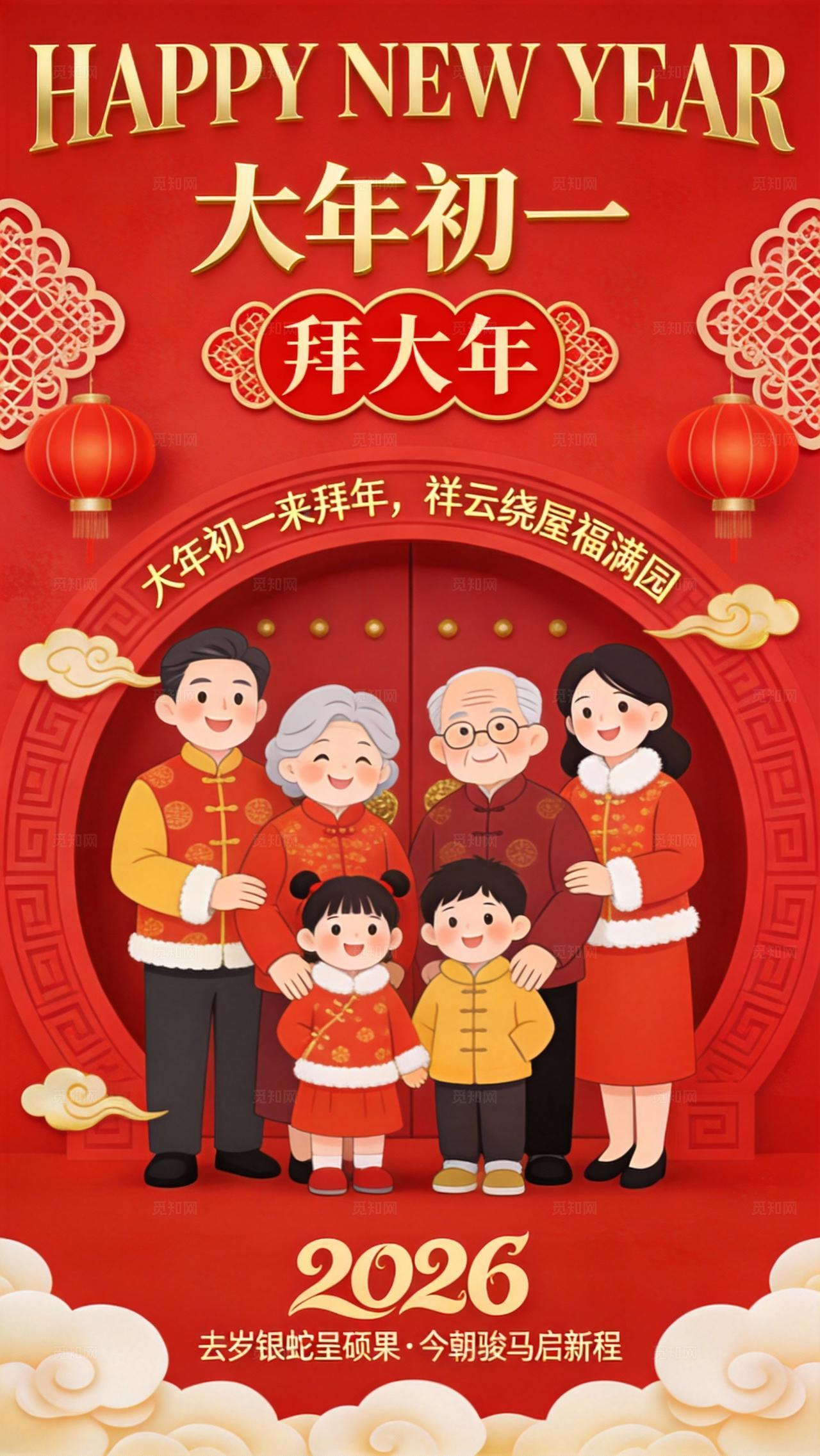 2026年春节初一到初八习俗及祝福海报组图