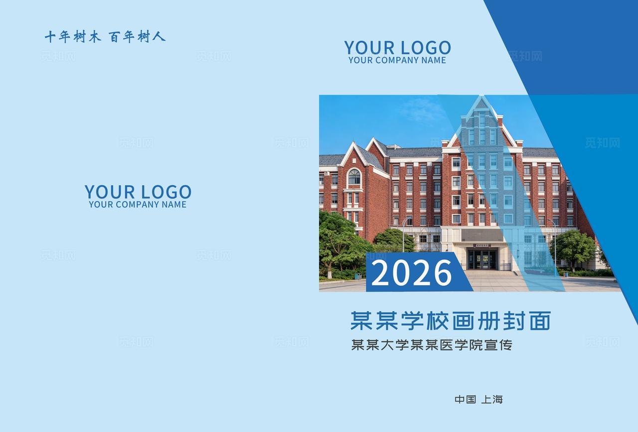 蓝色几何大气简约学校学院大学画册宣传册手册封面