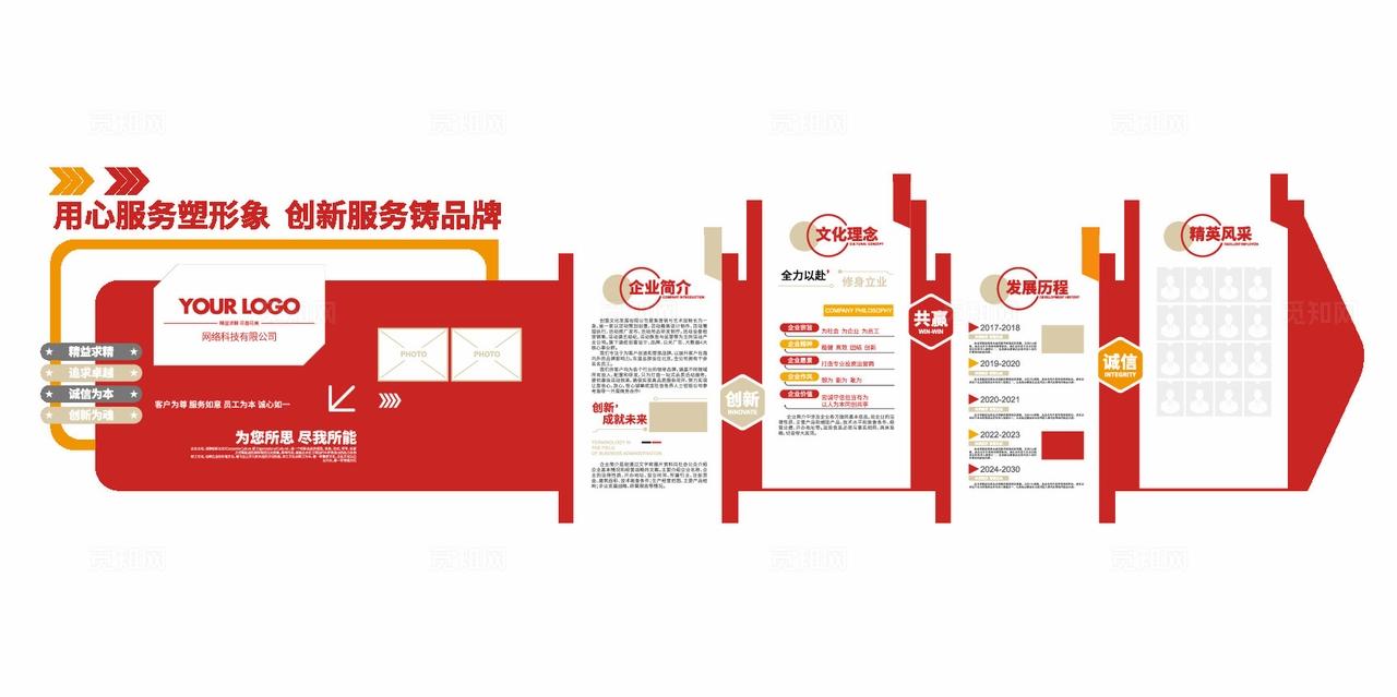 创意红色企业简介宣传企业文化公司文化墙背景墙
