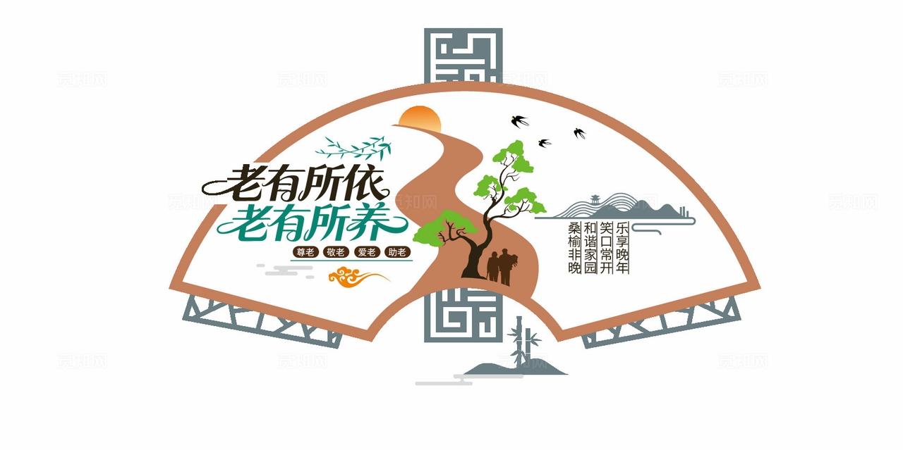 老有所依老有所养养老院社区老年活动室文化墙
