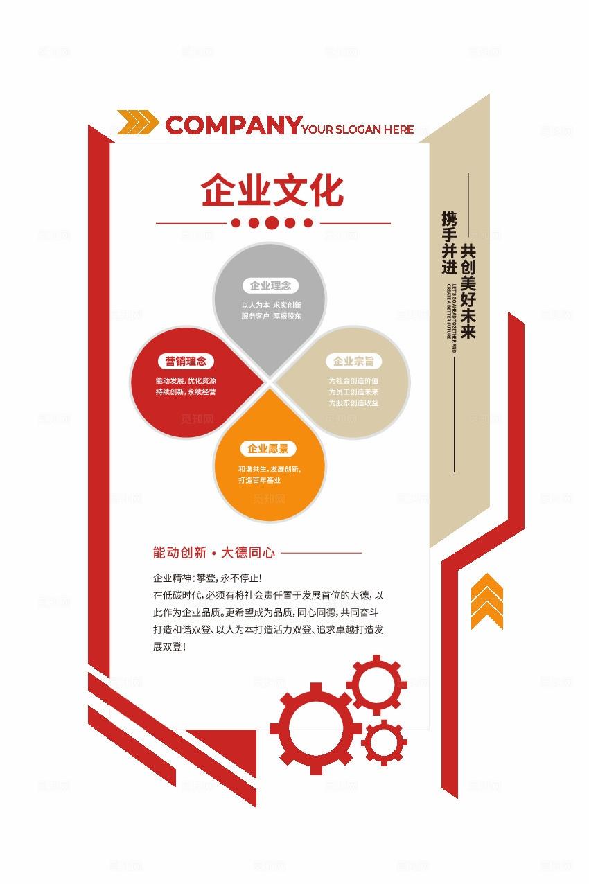 竖版创意企业文化文化墙公司立体宣传栏
