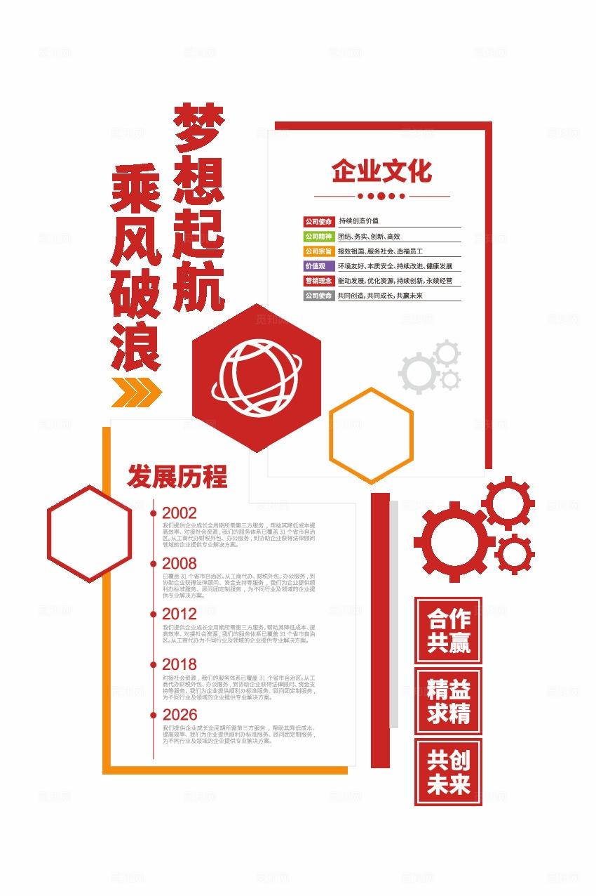 红色科技企业文化墙形象墙