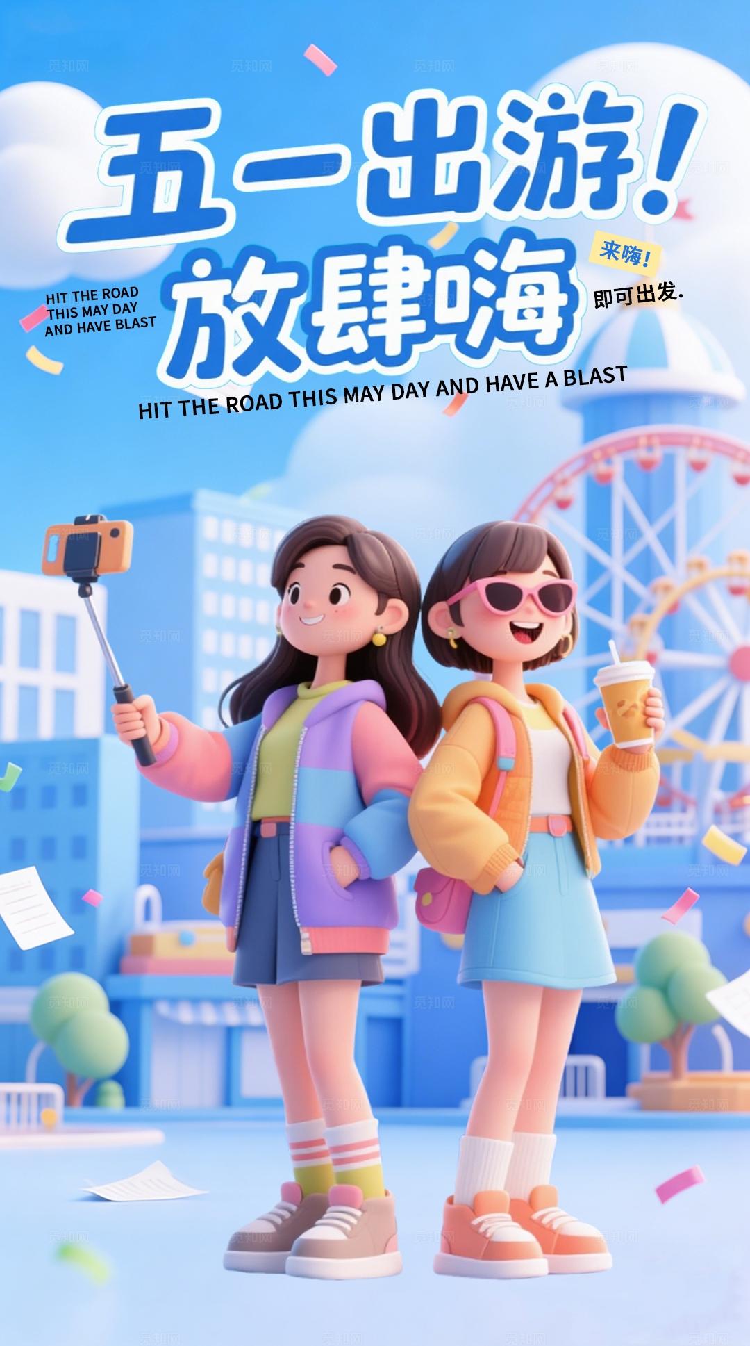 五一出游劳动节旅游营销海报