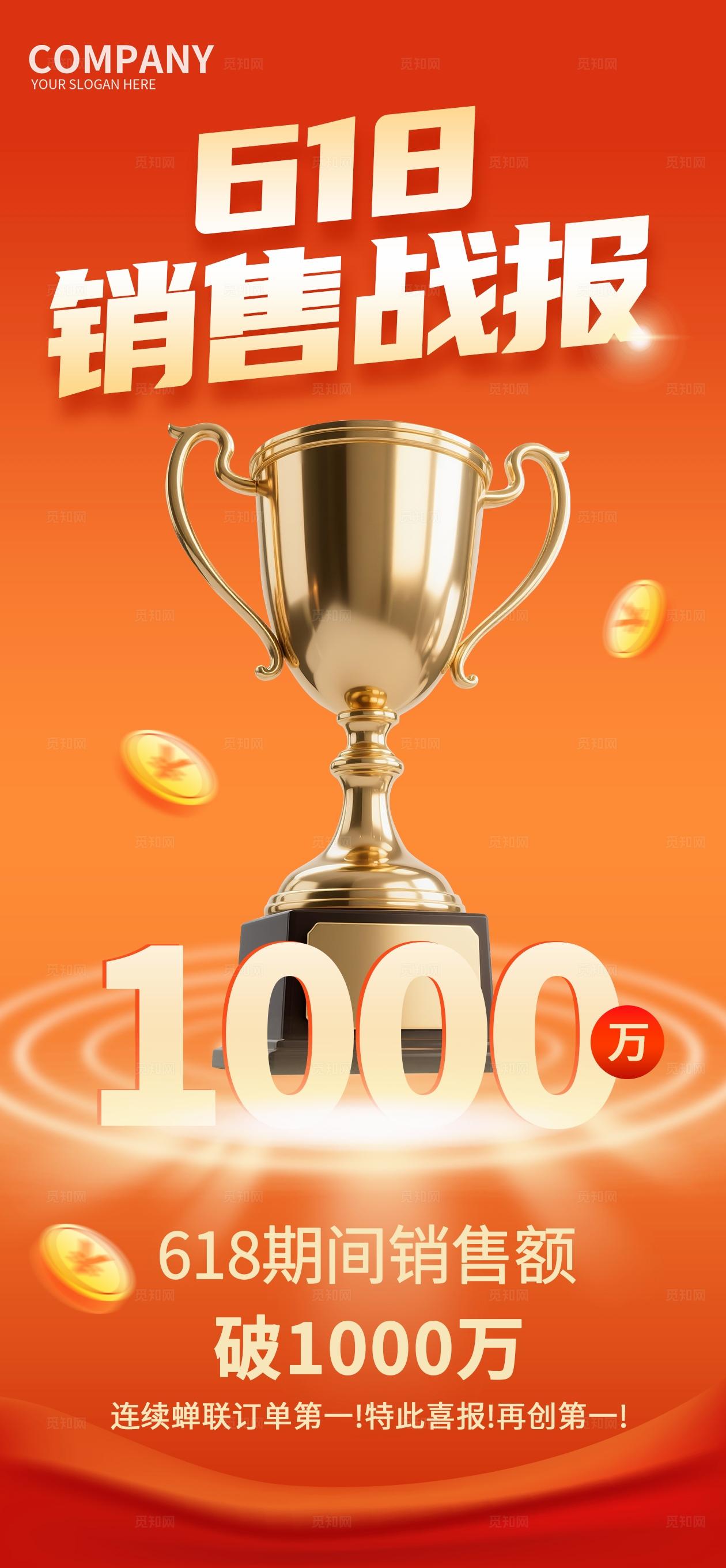 618实时销售战报海报618销售喜报海报