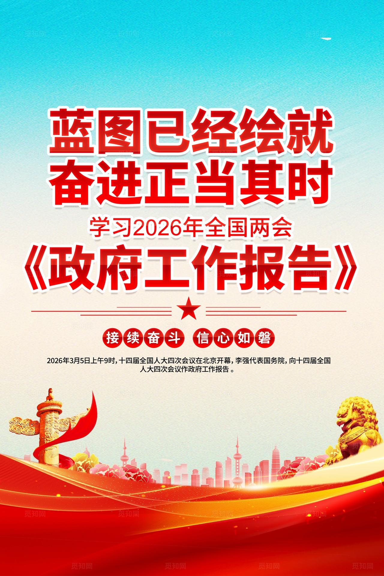 学习两会精神2026年全国两会工作报告两会展板党建宣传