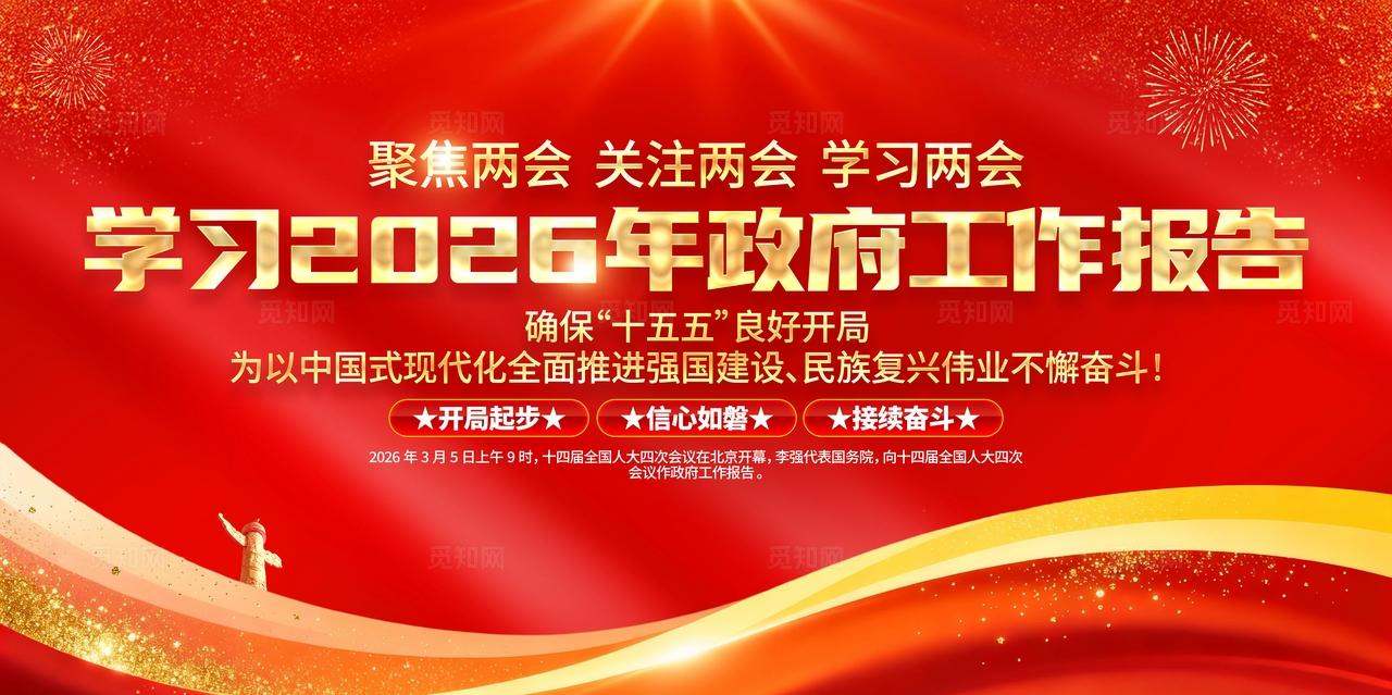 学习两会精神图解2026年工作报告两会宣传党建展板