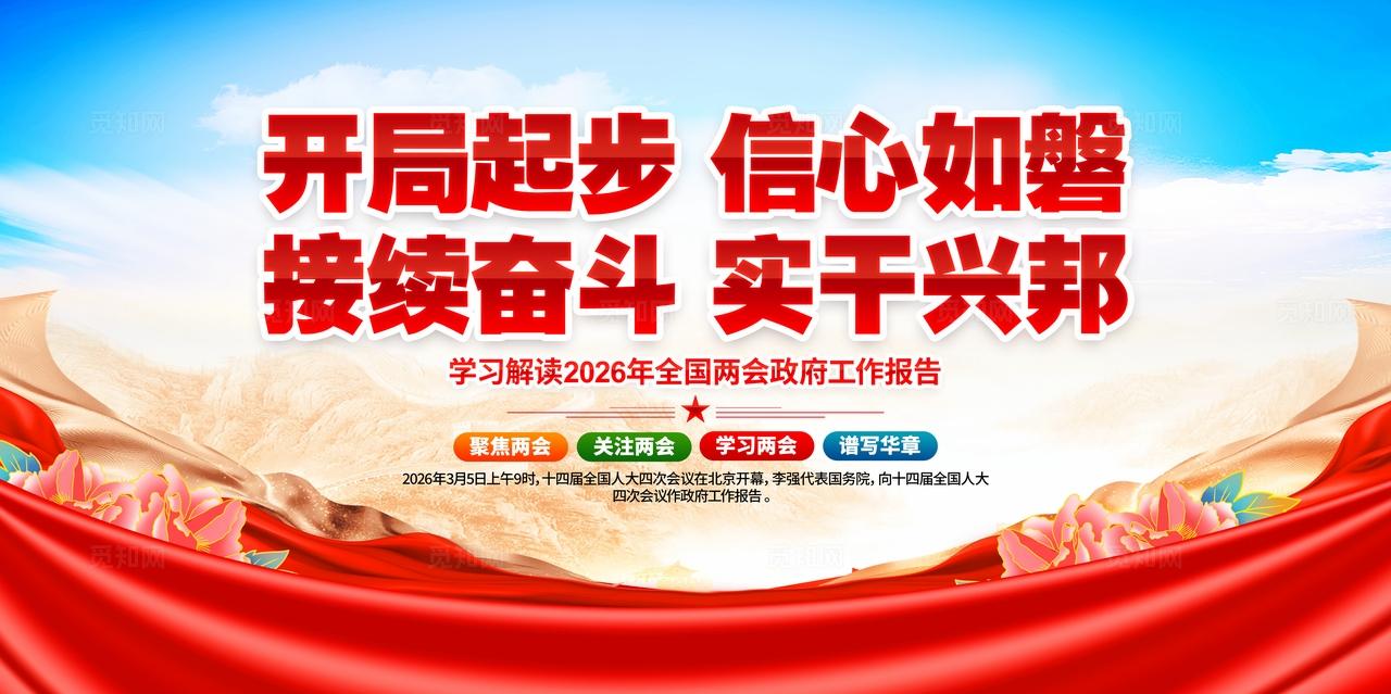 学习解读2026年全国两会工作报告党建展板