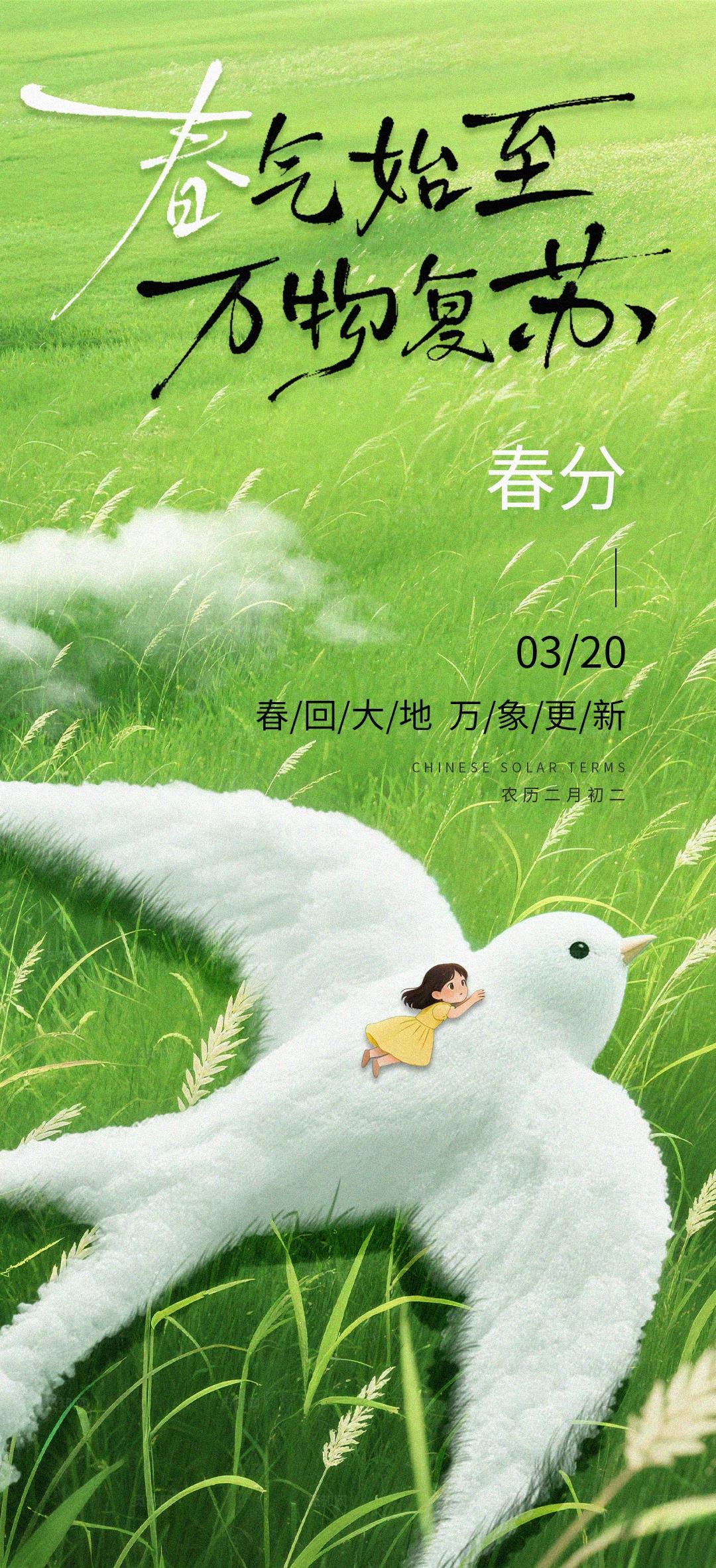 绿色春天春分海报