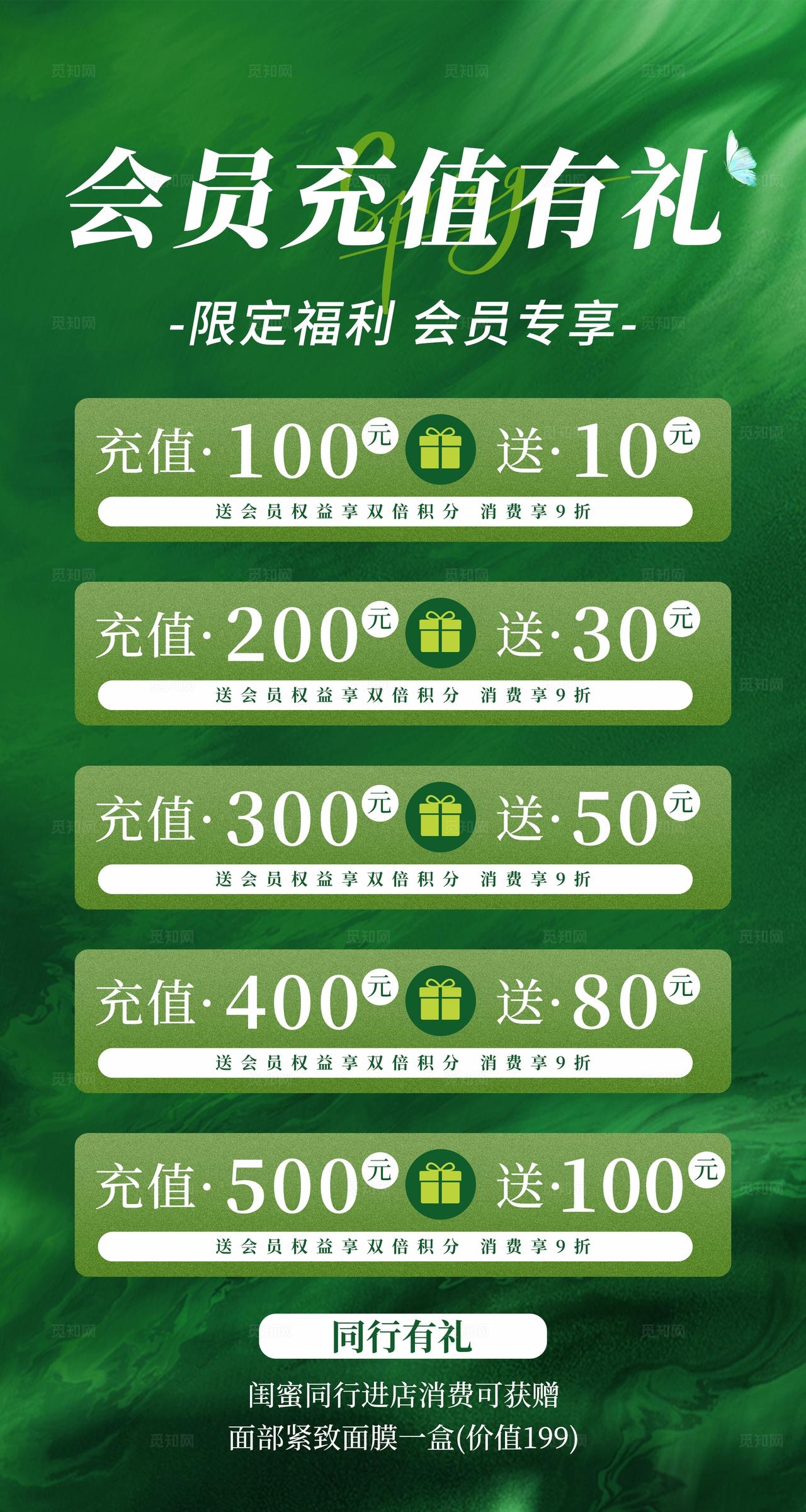 绿色大气会员充值活动海报