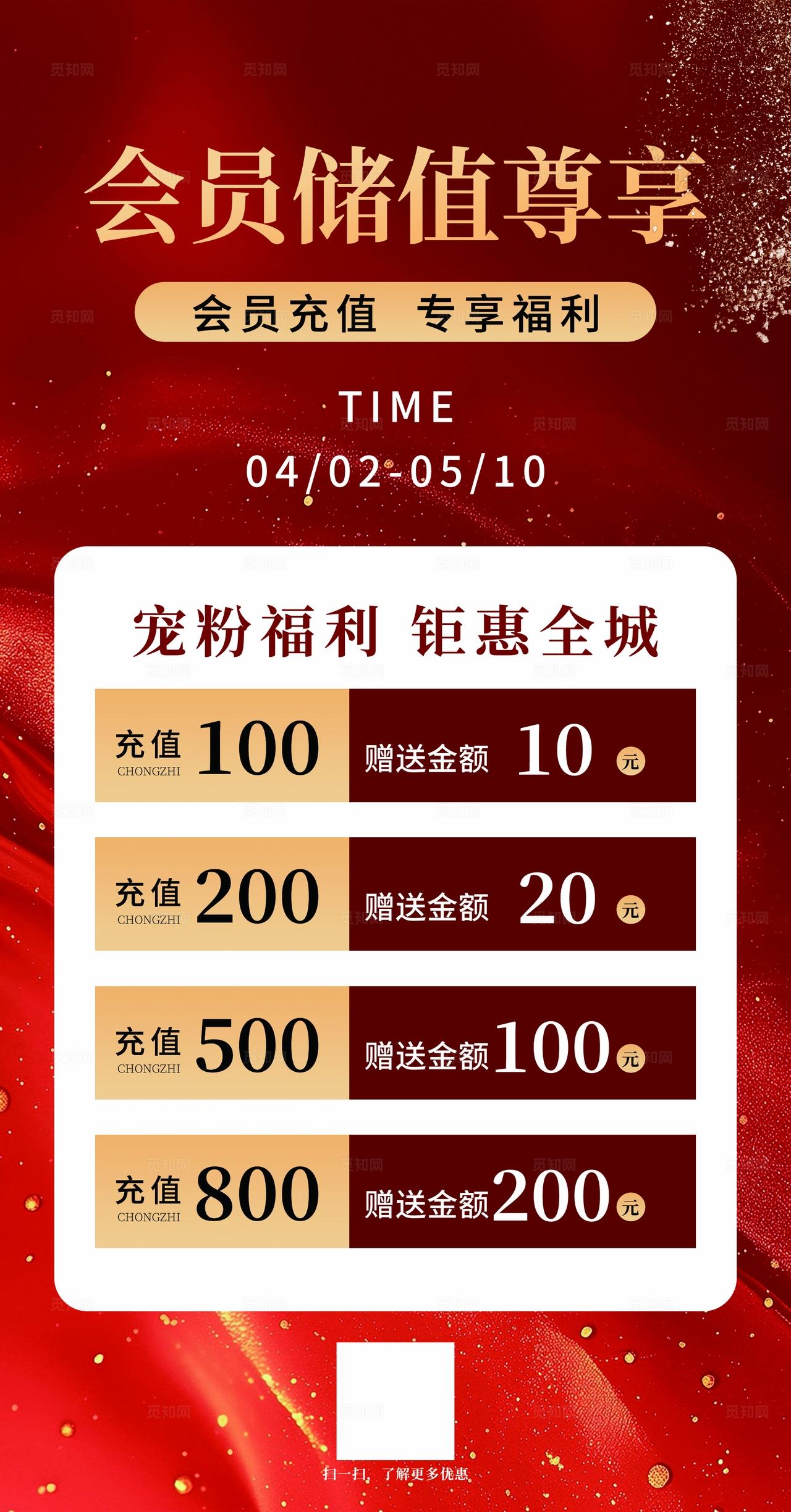 红色大气会员充值活动海报