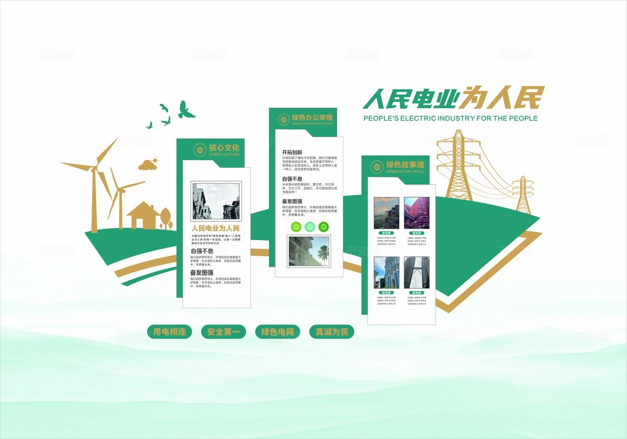 大气电网电力安全简约企业文化墙