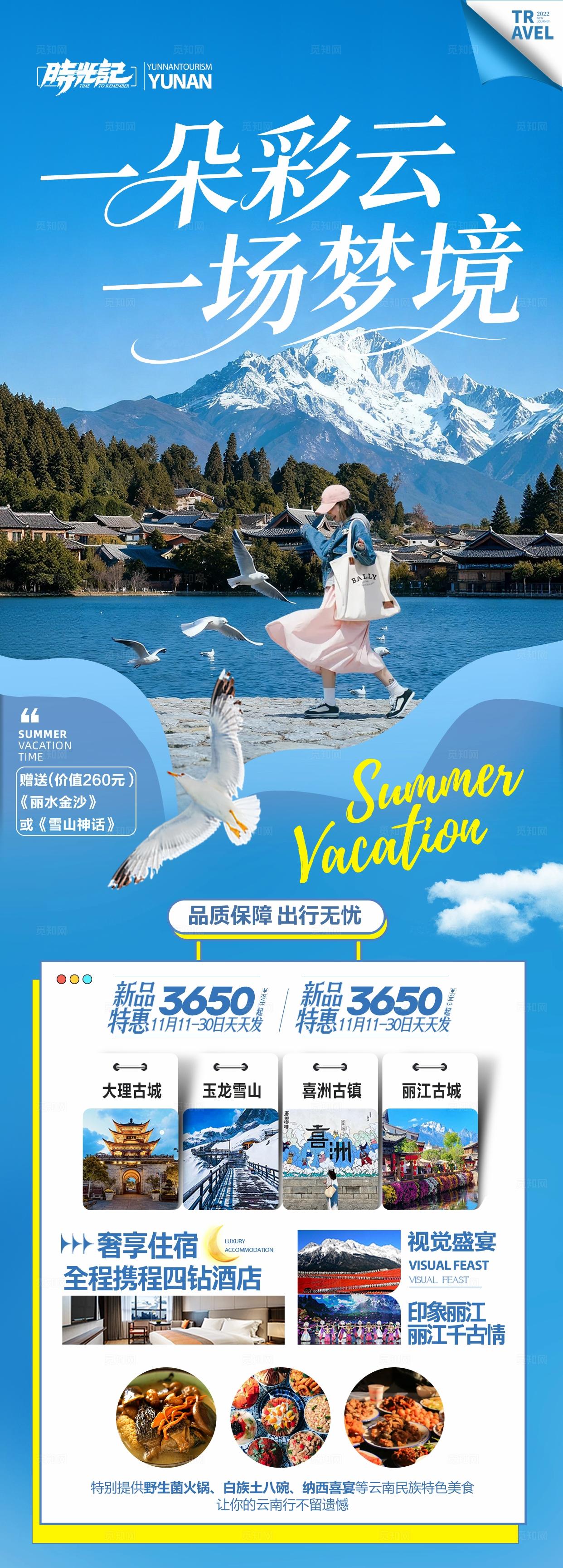 云南旅游海报昆明大理丽江西双版纳旅行