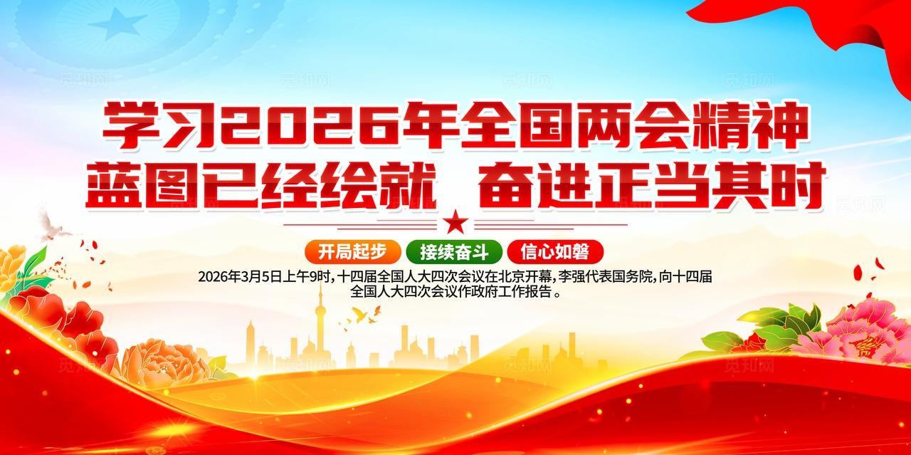 学习解读2026年全国两会精神图解十五五规划党建展板