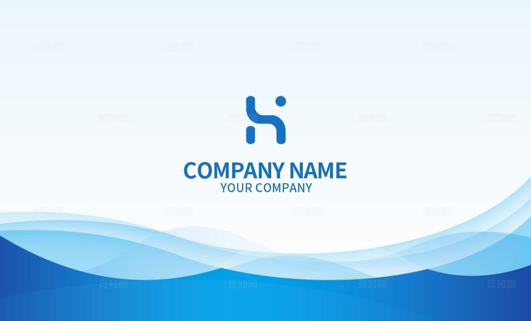 蓝色大气曲线线条商务电子科技企业公司个人通用名片