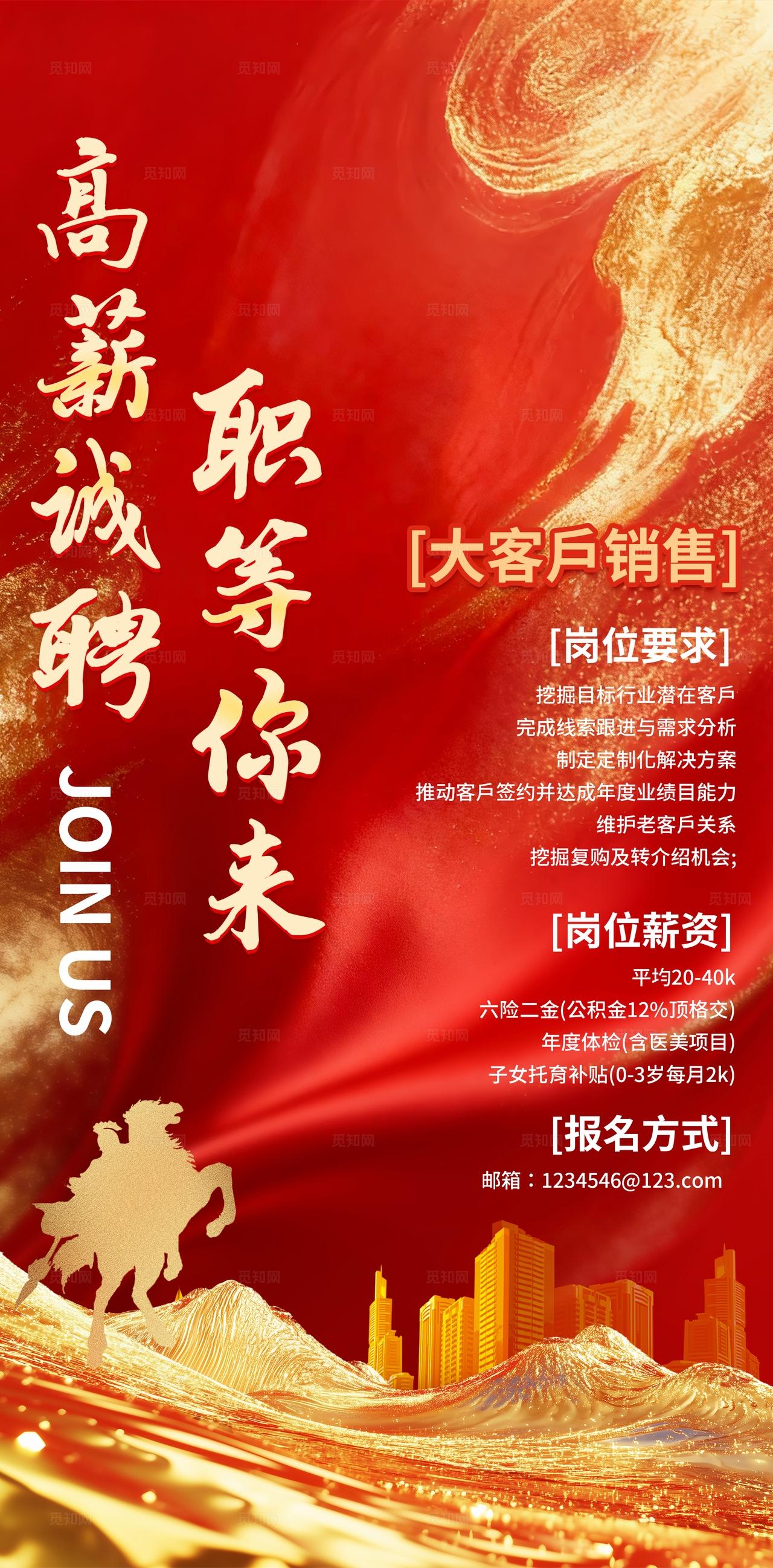 红色大气企业招聘海报