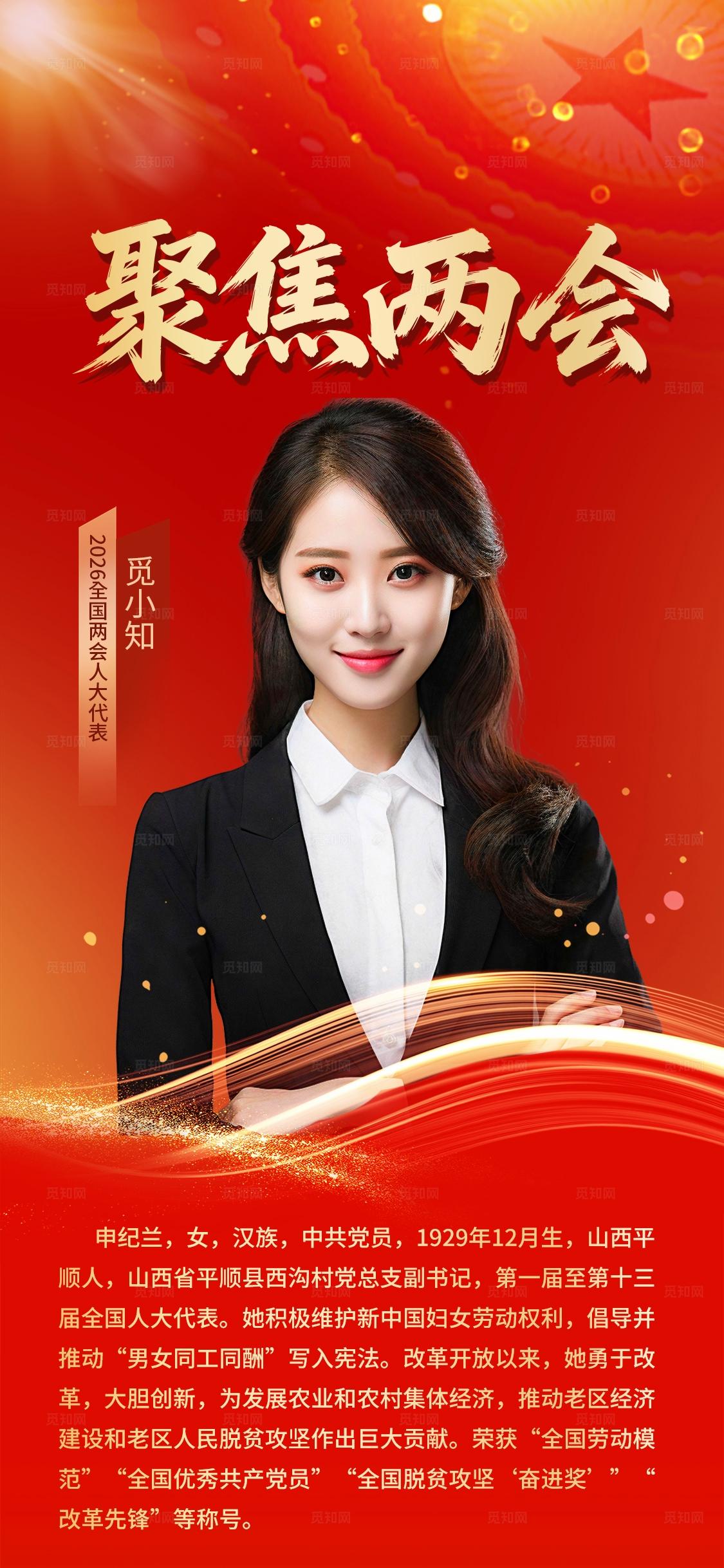 红色党建2026年全国两会人物介绍宣传海报