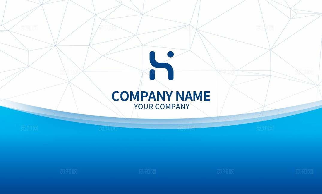 蓝色科技不规则网格企业公司商务电子个人通用名片