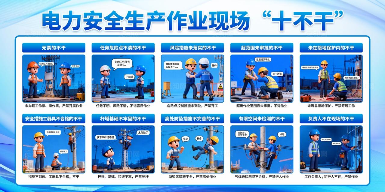 电力安全生产作业现场十不干展板