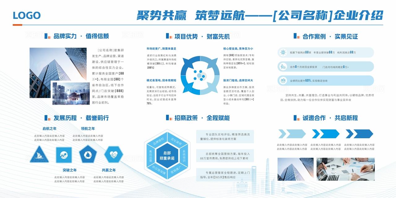 蓝色商务风大气简约公司简介企业介绍宣传展板