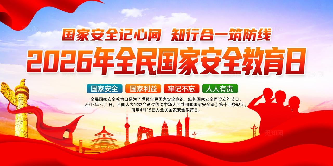 红色党建全民国家安全教育日宣传展板