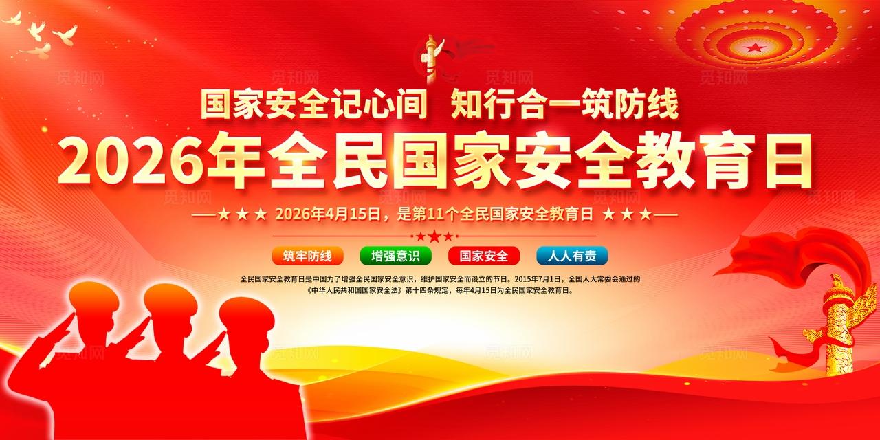 红色党建全民国家安全教育日宣传展板