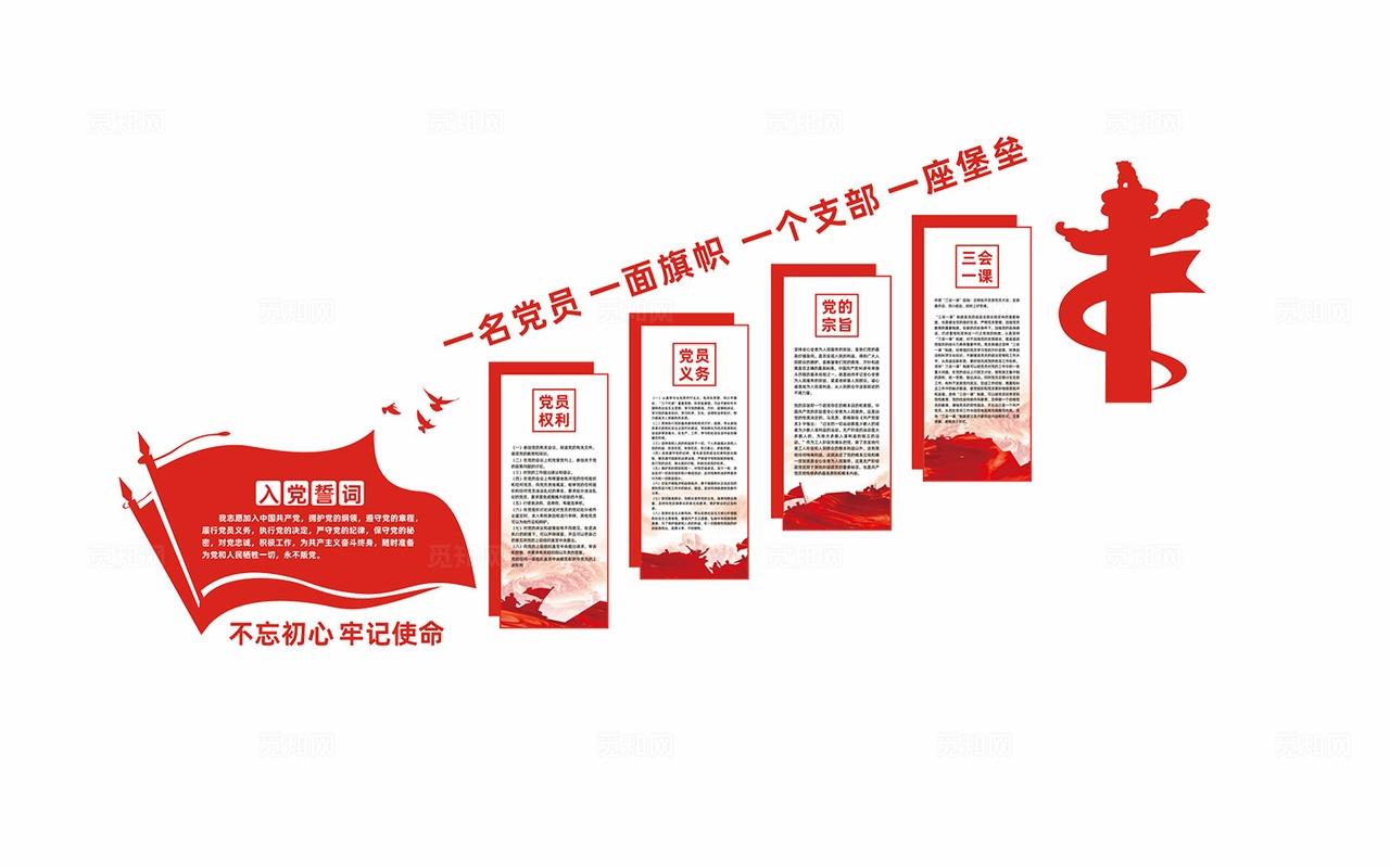 入党誓词党建楼梯文化墙宣传展板