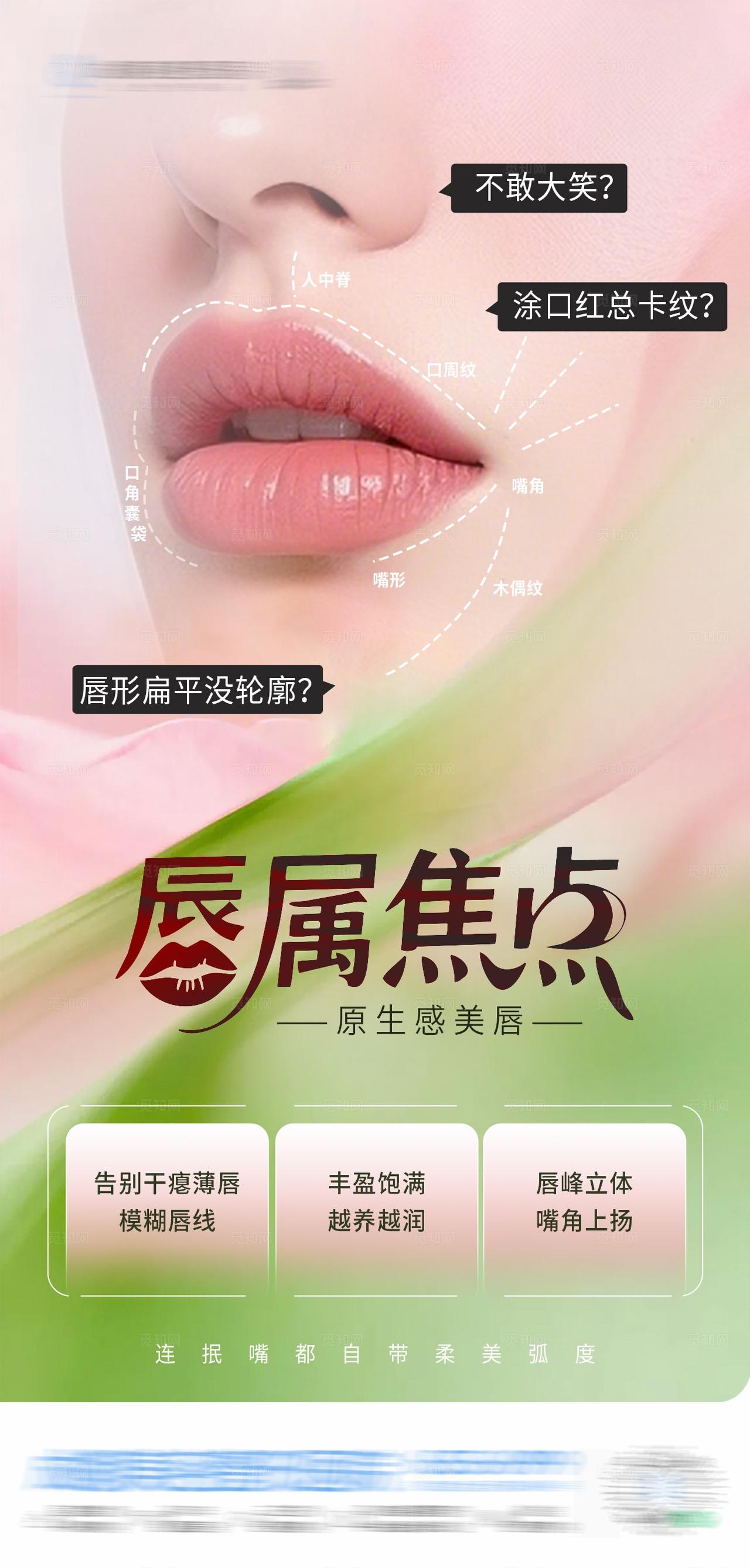 医美唇部塑形嘴唇创意海报