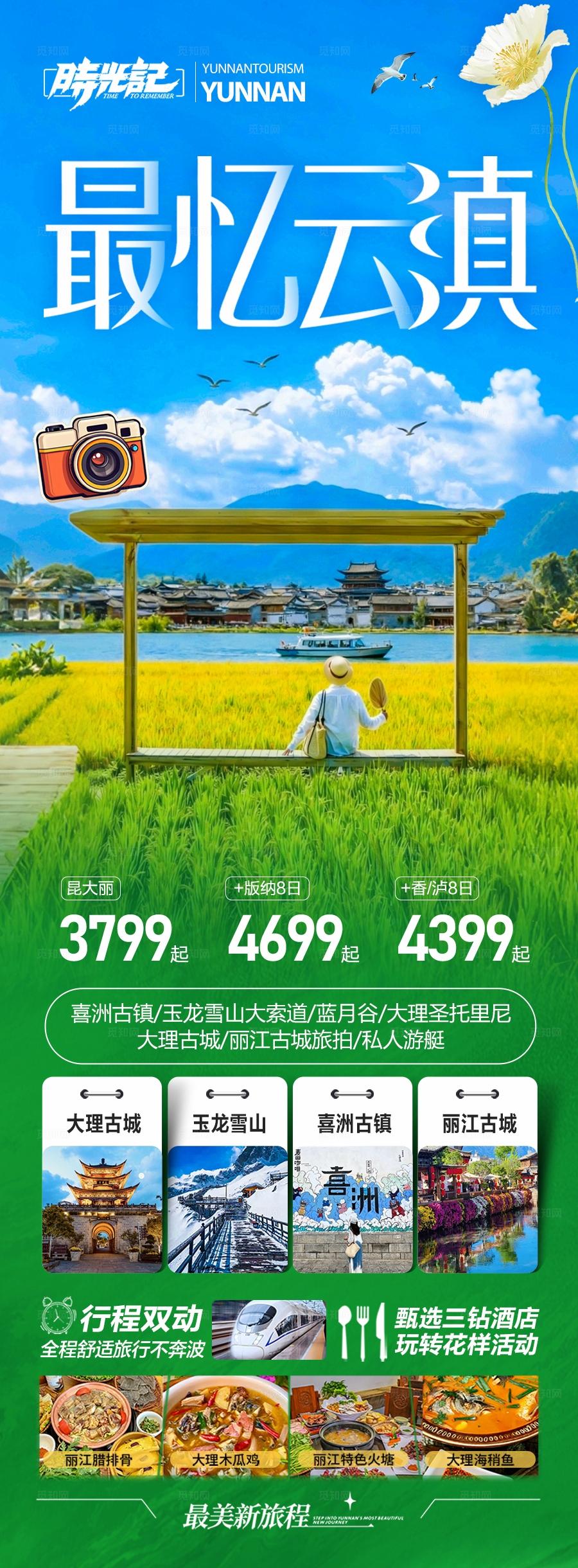云南旅游海报昆明大理丽江西双版纳旅行