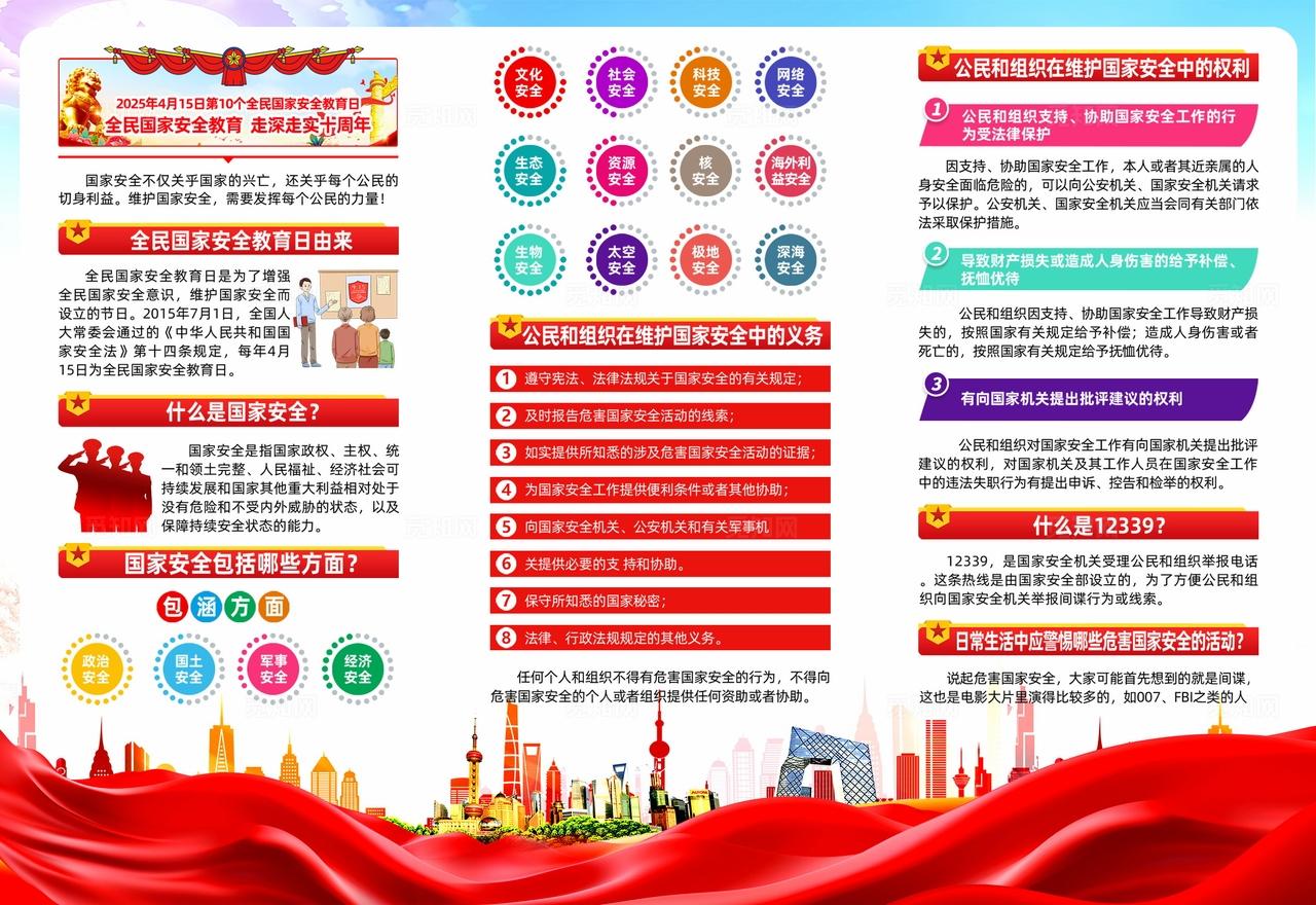 蓝色大气简约风2026年国家安全教育日三折页图片
