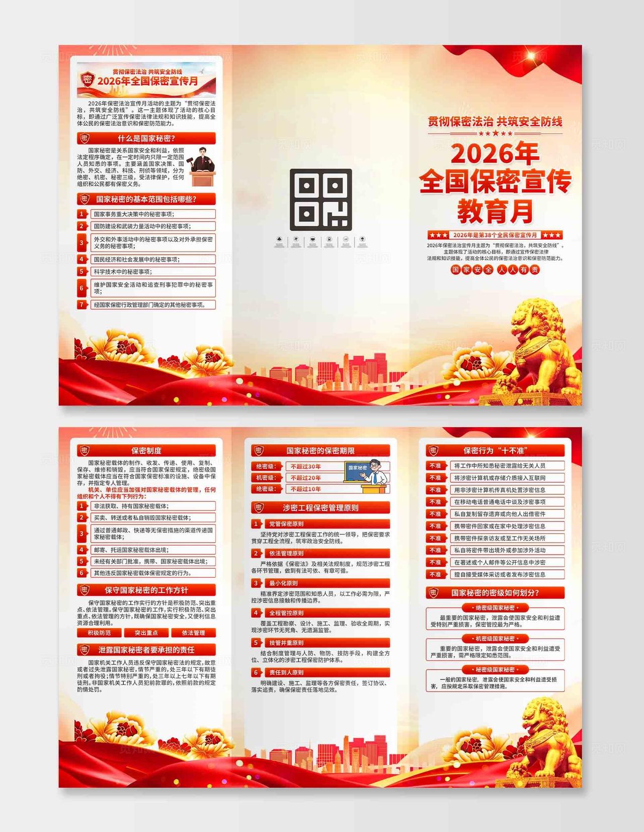 2026年全国保密宣传教育月三折页