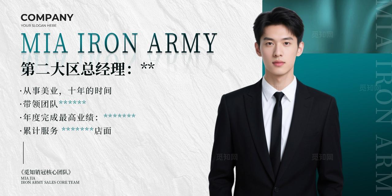 灰色简约第二大区总经理人物介绍展板宣传