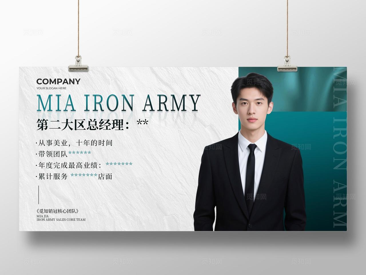 灰色简约第二大区总经理人物介绍展板宣传