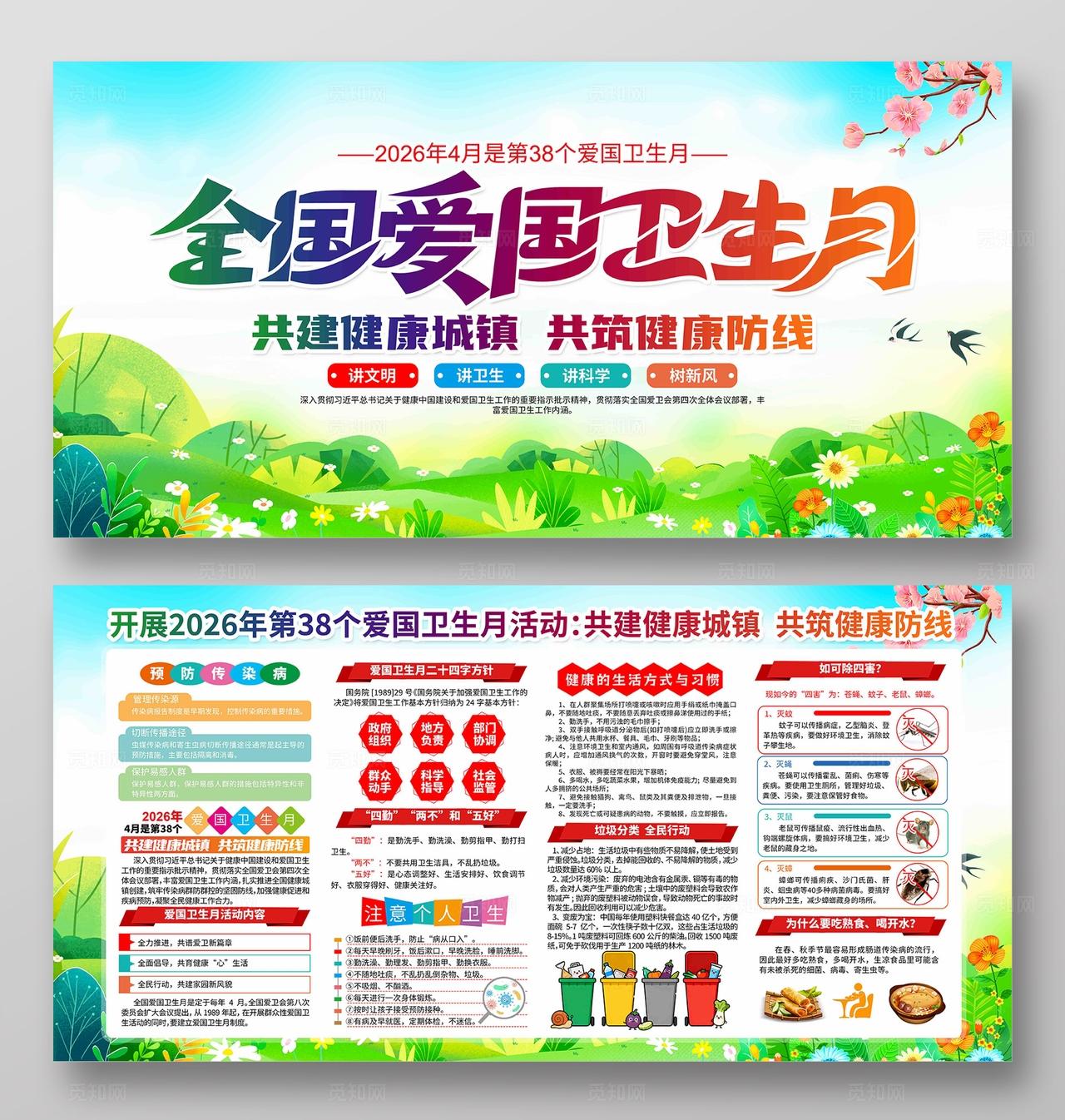 开展2026年爱国卫生月活动全国爱国卫生月展板
