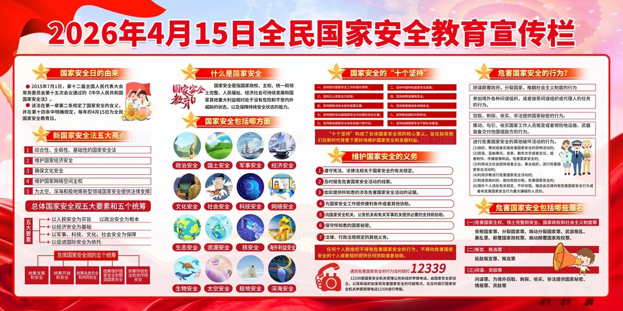 粉色简单415全民国家安全教育日宣传闸板设计
