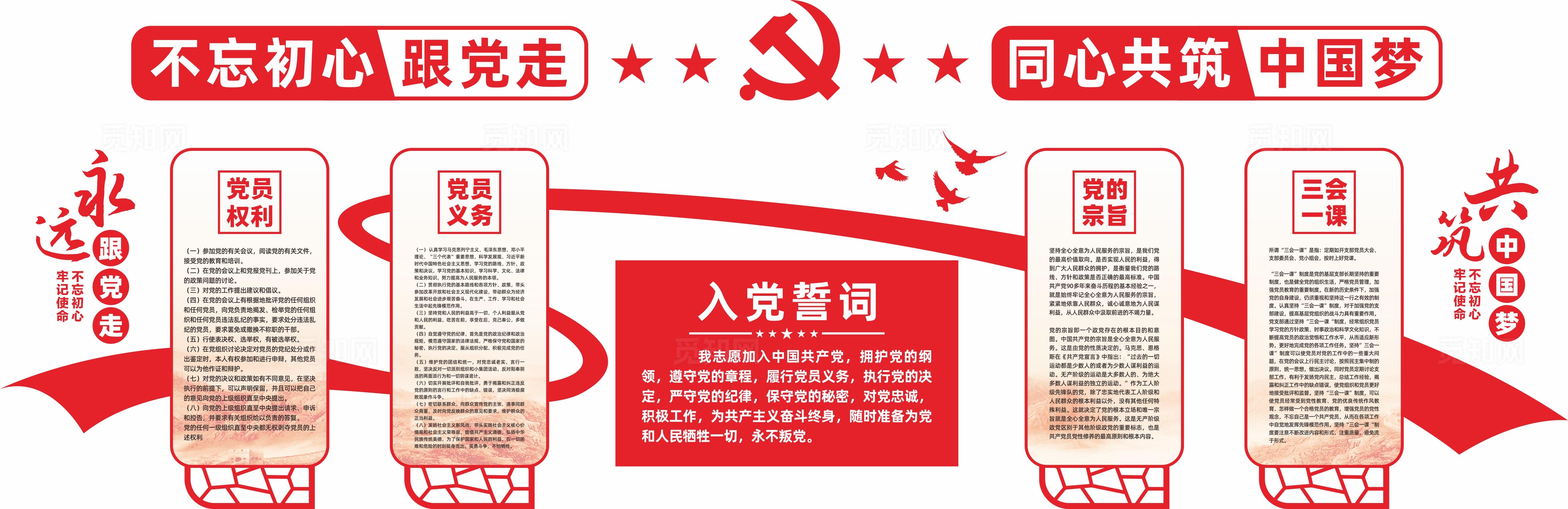 入党誓词党员活动室党建文化墙展板设计