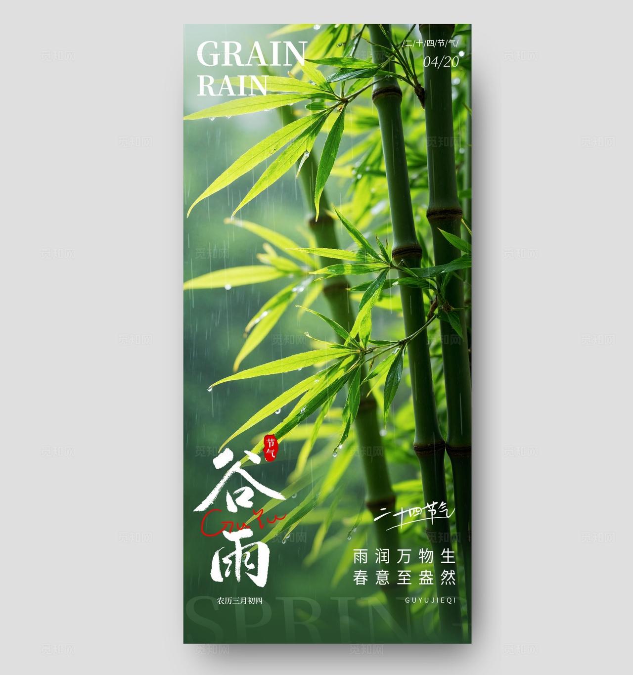 谷雨节气二十四节气创意海报