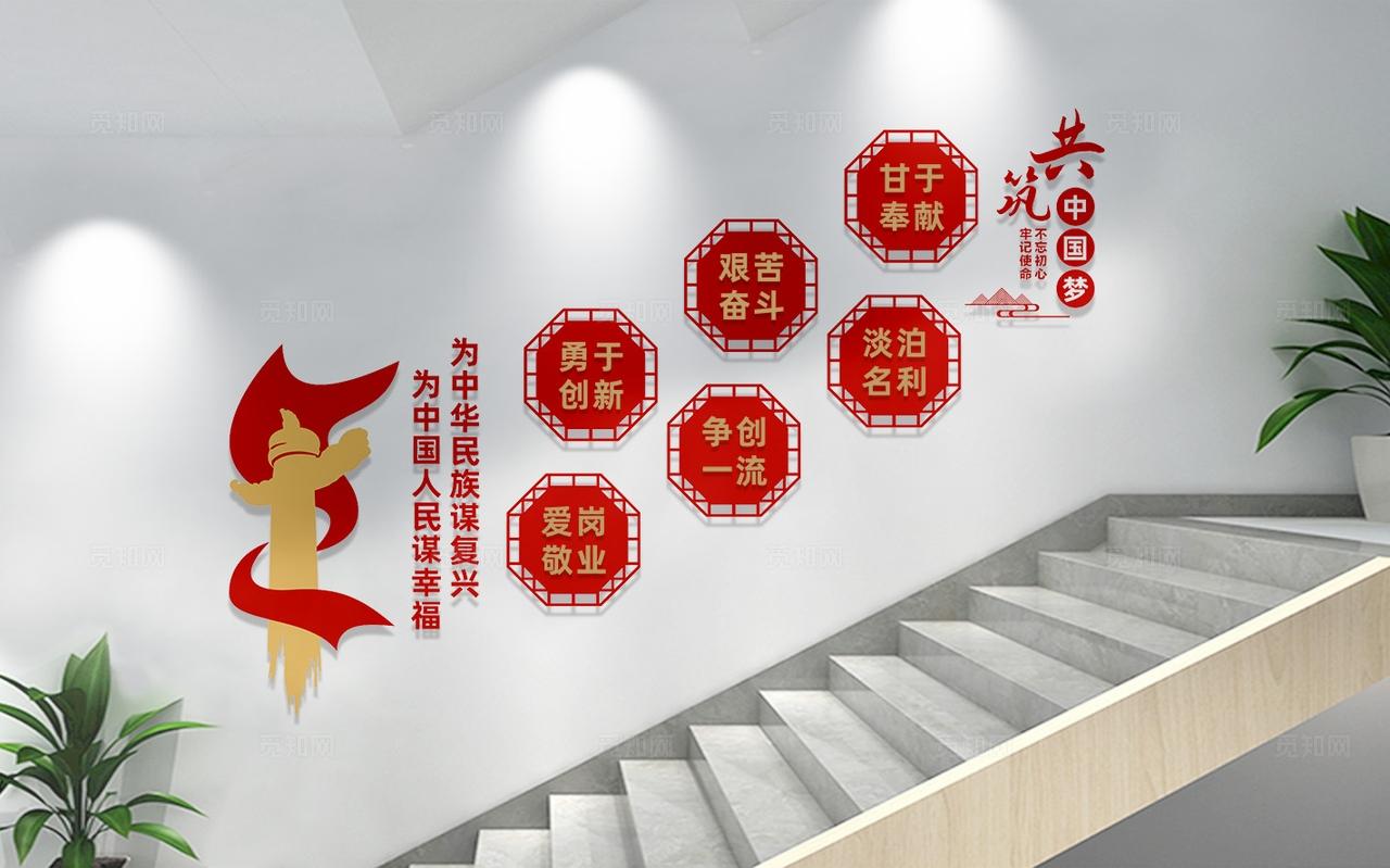 党建楼梯文化墙宣传标语