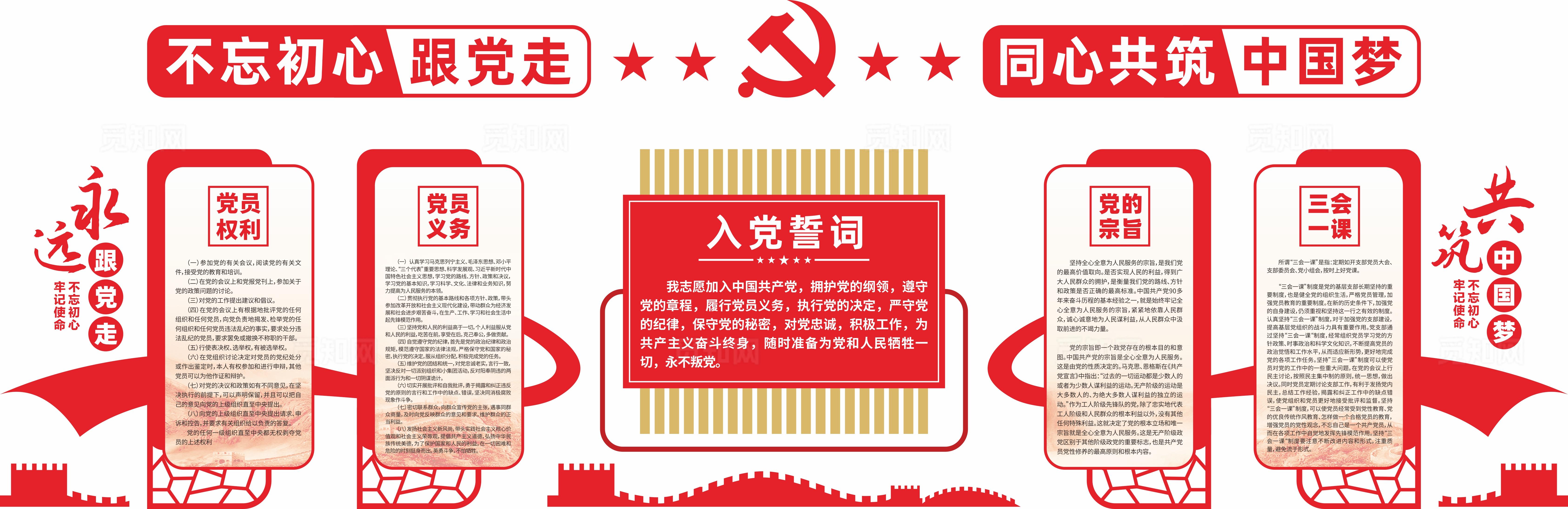 入党誓词党员活动室党建文化墙展板设计